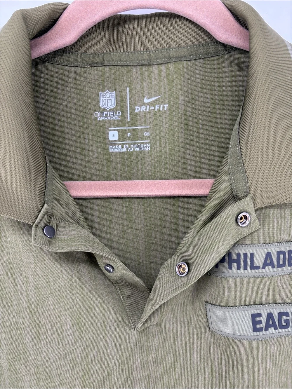 Nike Dri-Fit Philadelphia Eagles Army Green Polo Shirt Salute to Service Sz S
